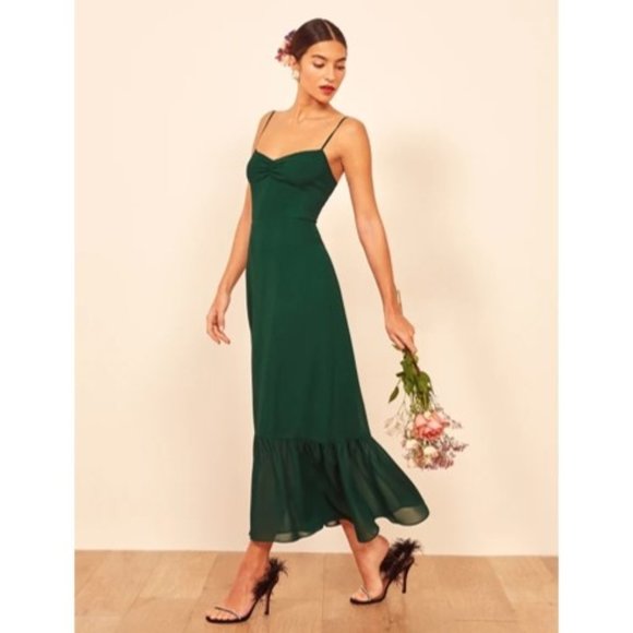 Reformation Emersyn Dress in Emerald - Picture 5 of 16